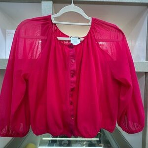 Fuzzi Fuchsia Button-Up Blouse